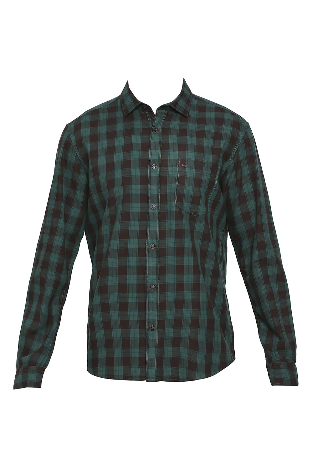 BASICS SLIM FIT COTTON TWILL CHECKS SHIRT