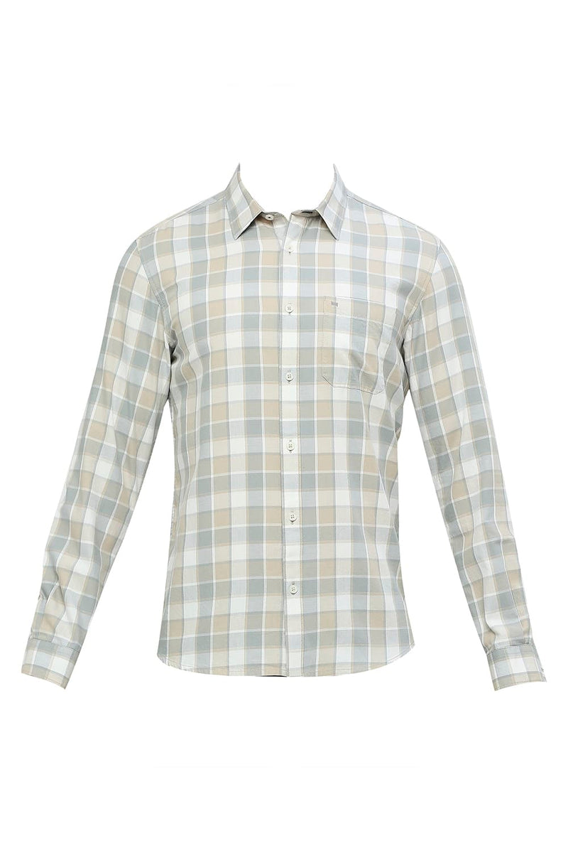 BASICS SLIM FIT COTTON TWILL CHECKS SHIRT