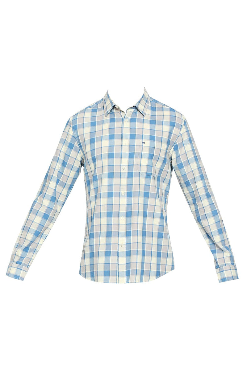 BASICS SLIM FIT COTTON TWILL CHECKS SHIRT