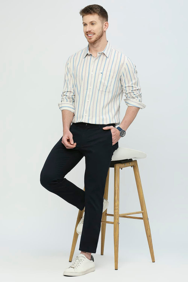 Slim Fit Cotton Viscose Stripe Shirt