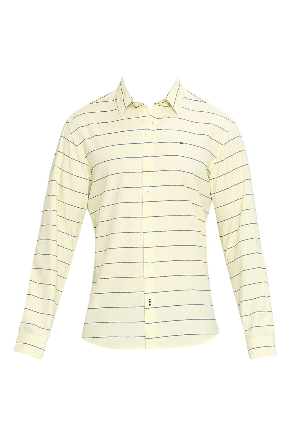 BASICS SLIM FIT COTTON TWILL WEFT STRIPES SHIRT