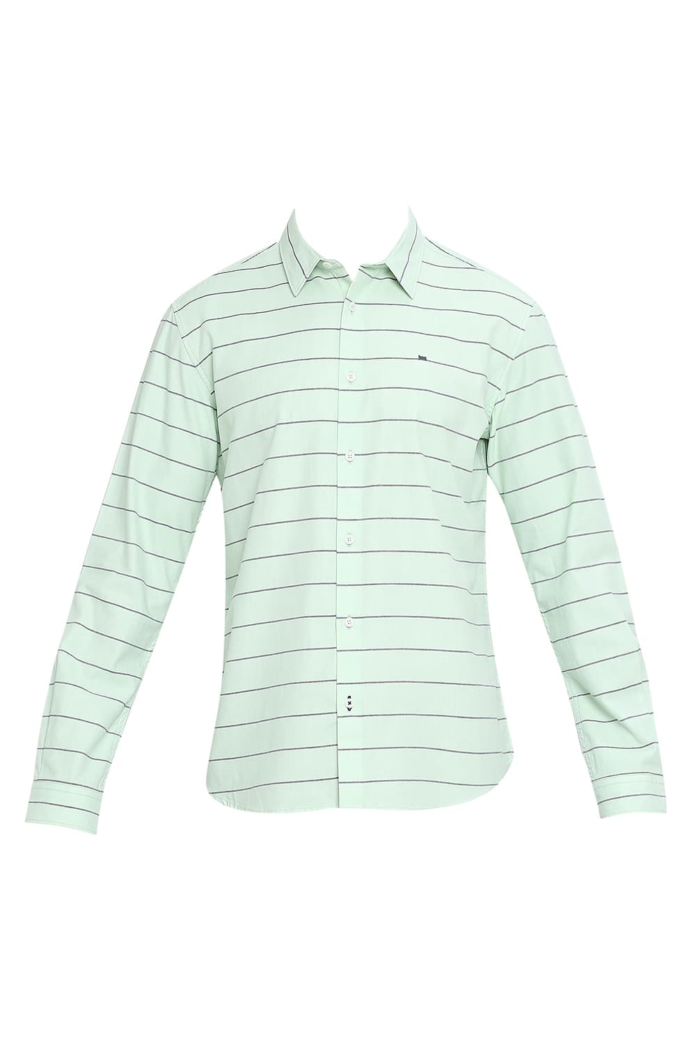 BASICS SLIM FIT COTTON TWILL WEFT STRIPES SHIRT