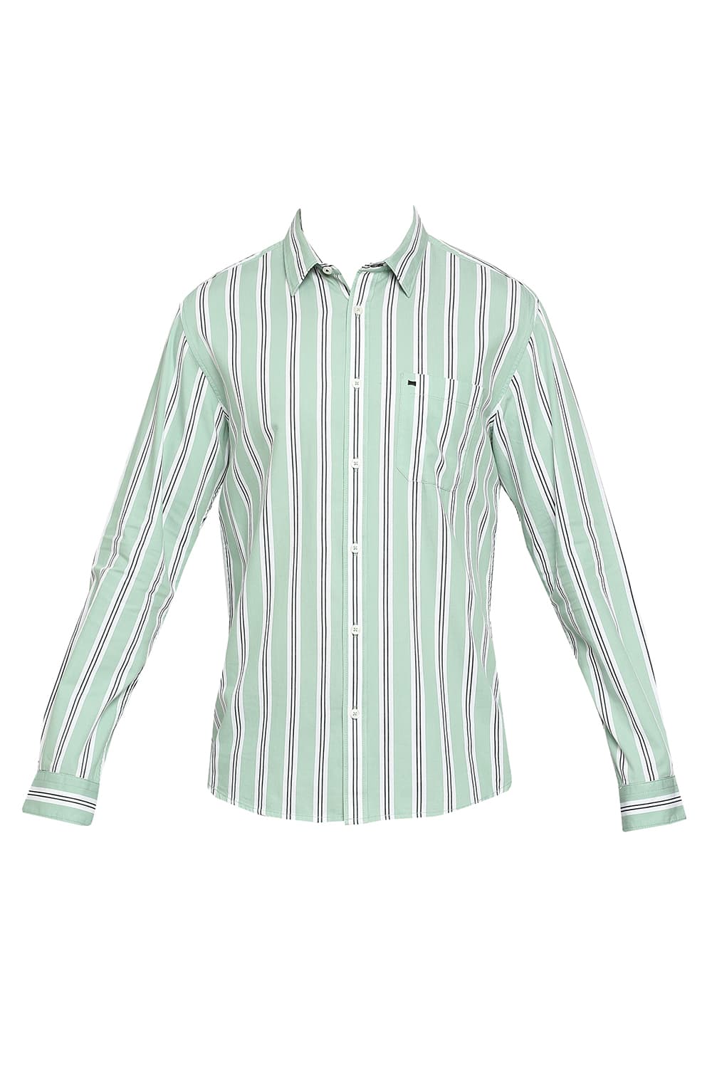 BASICS SLIM FIT COTTON TWILL STRIPES SHIRT