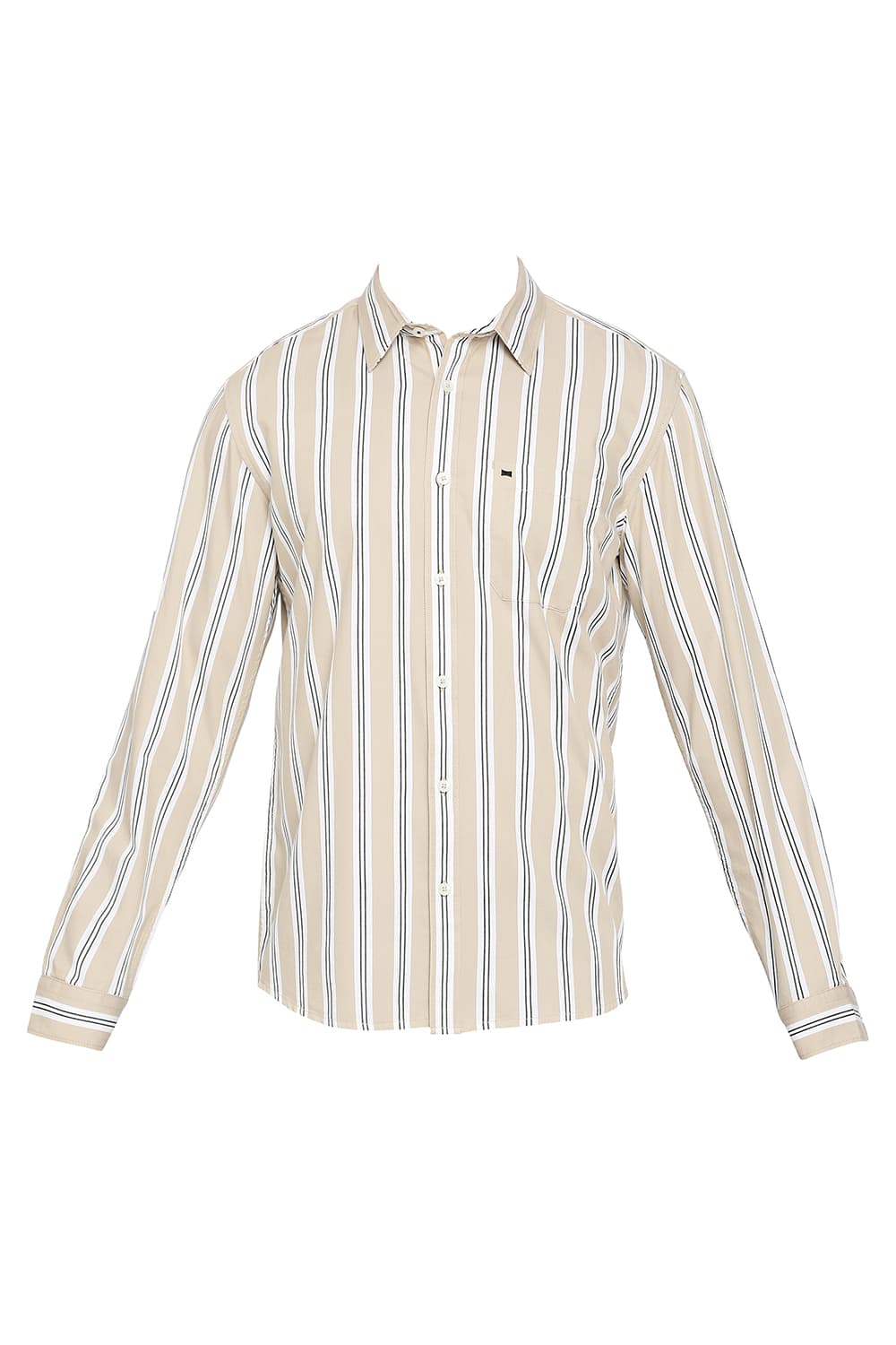 BASICS SLIM FIT COTTON TWILL STRIPES SHIRT