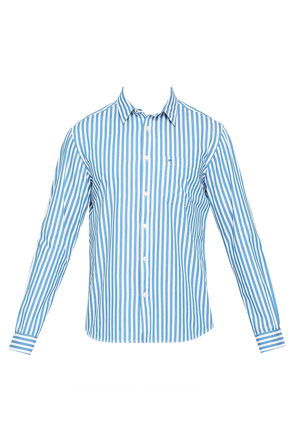 BASICS SLIM FIT COTTON TWILL STRIPES SHIRT