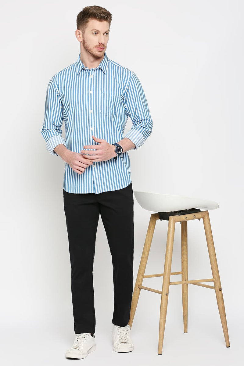 Slim Fit Cotton Twill Stripes Shirt