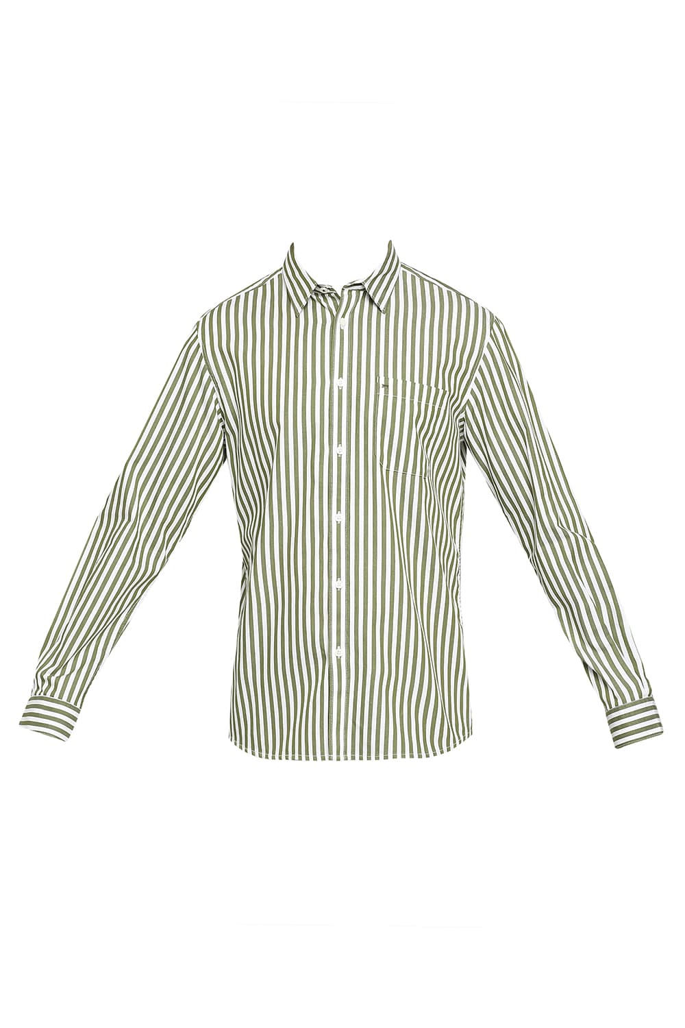 BASICS SLIM FIT COTTON TWILL STRIPES SHIRT