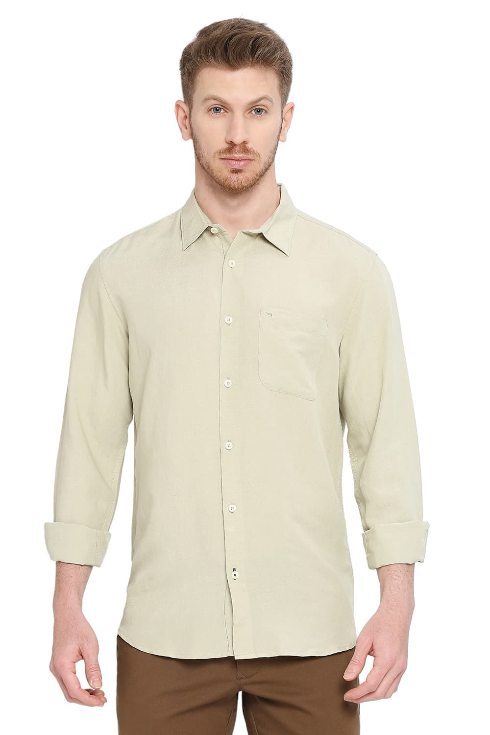 BASICS SLIM FIT VISCOSE LINEN SHIRT