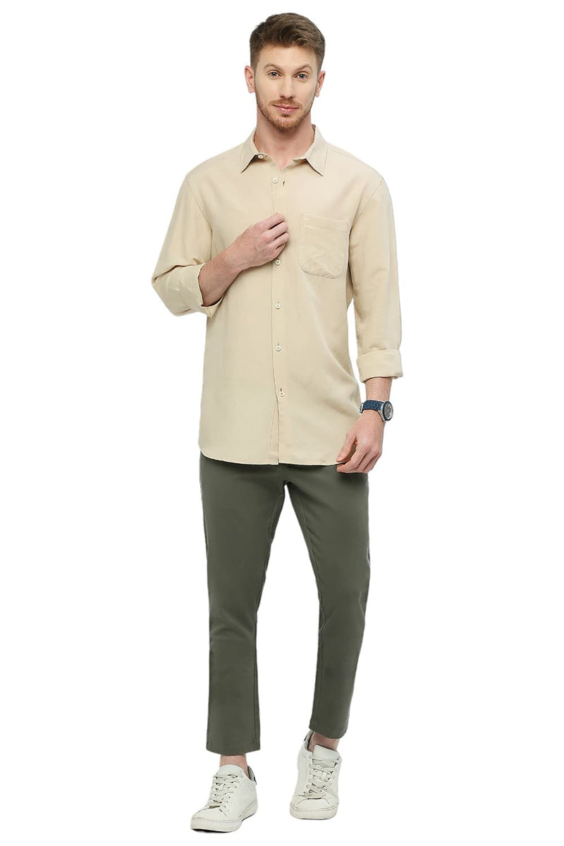 BASICS SLIM FIT VISCOSE LINEN SHIRT