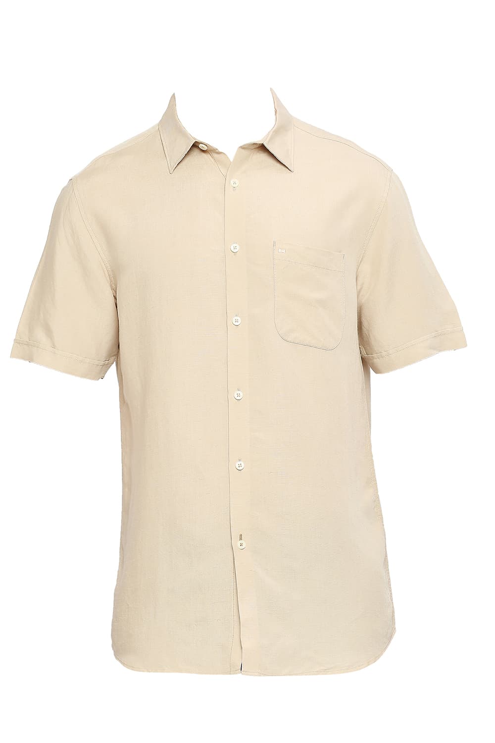 BASICS SLIM FIT VISCOSE LINEN HALFSLEEVES SHIRT