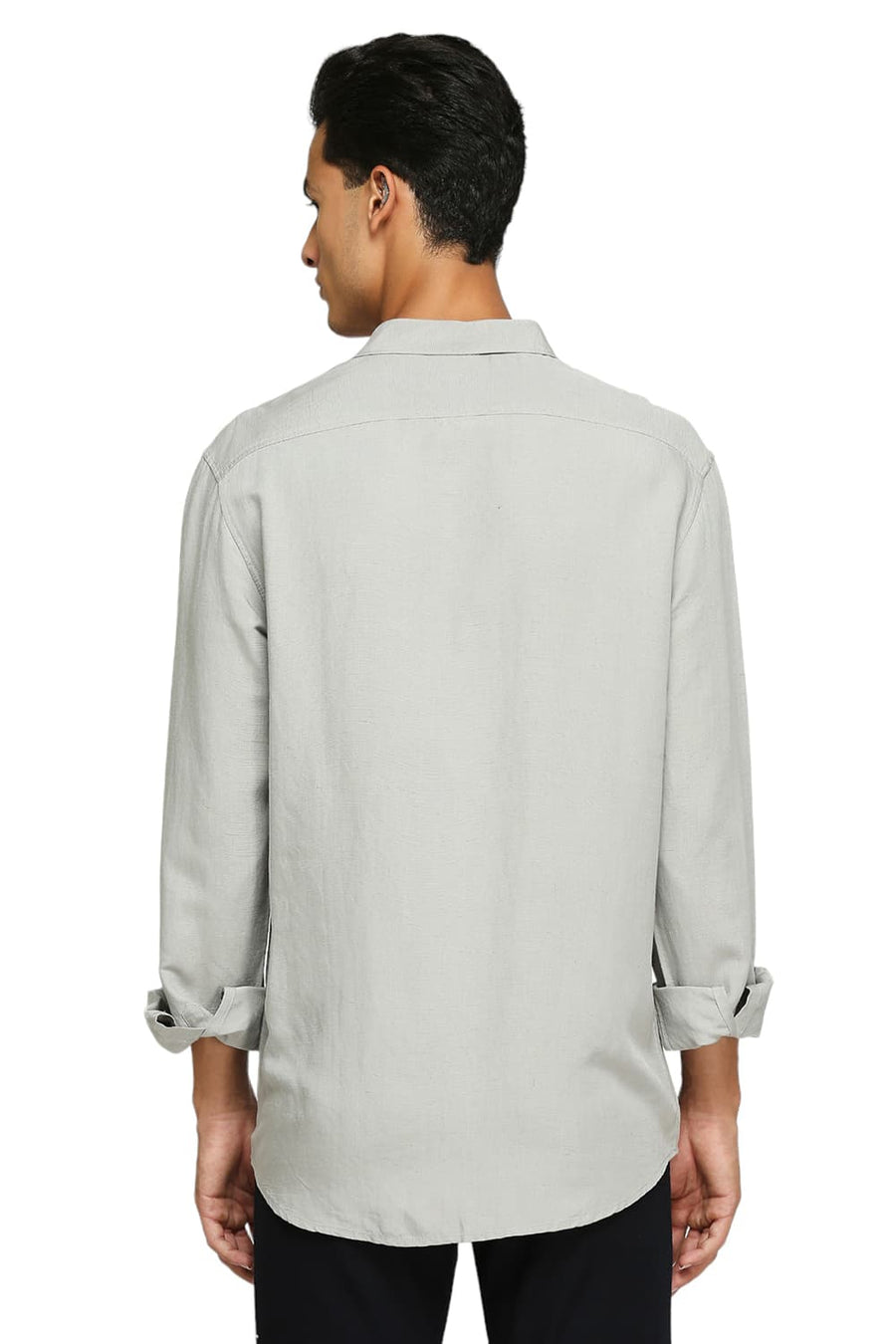 BASICS SLIM FIT ELEPHANT GREY VISCOSE LINEN SHIRT