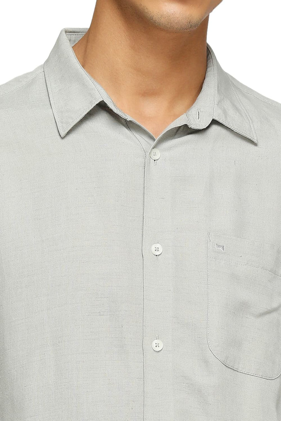 BASICS SLIM FIT ELEPHANT GREY VISCOSE LINEN SHIRT