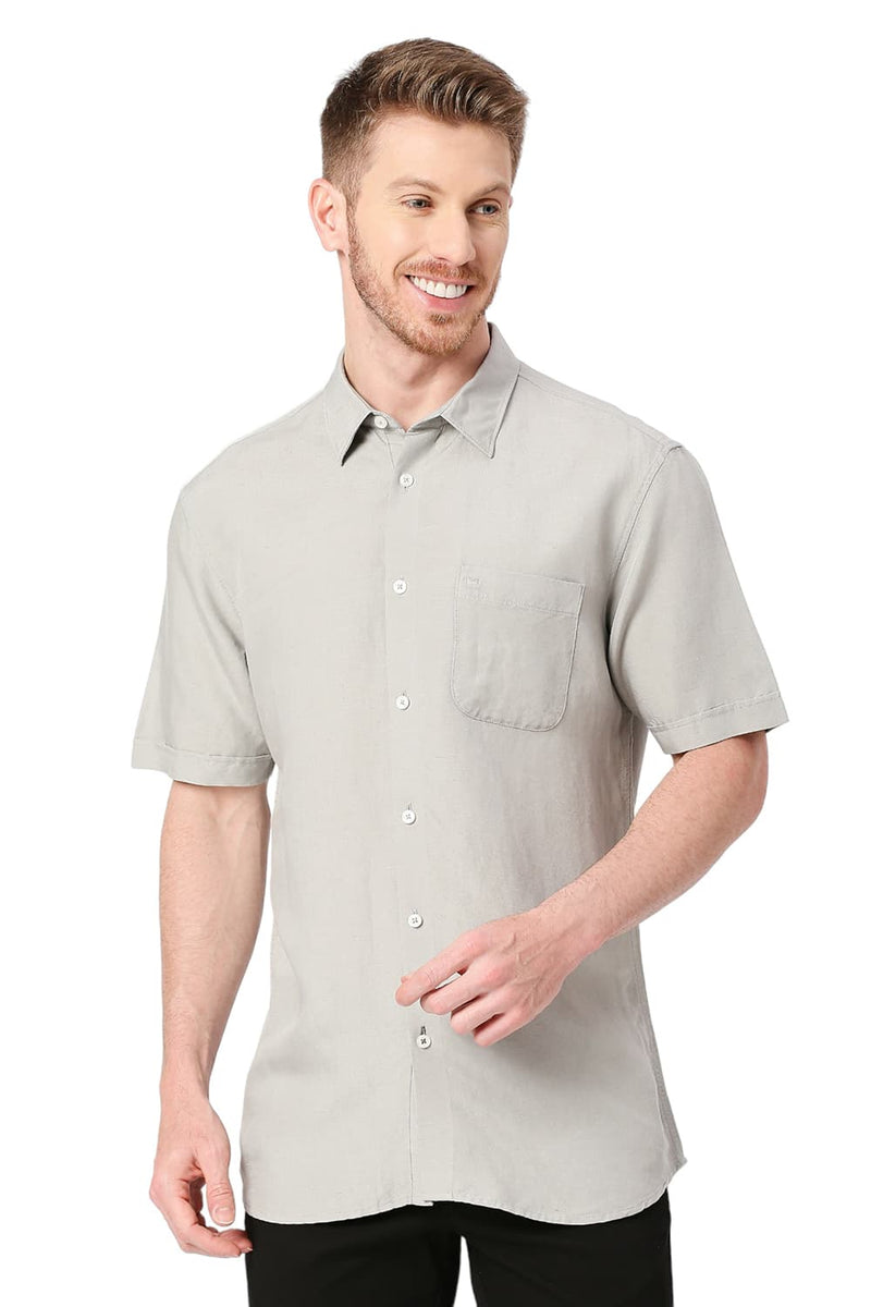 BASICS SLIM FIT VISCOSE LINEN SHIRT