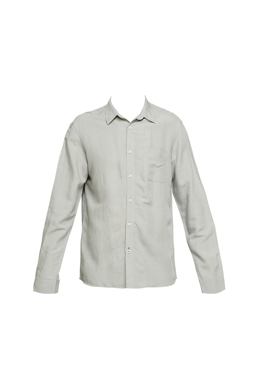 BASICS SLIM FIT ELEPHANT GREY VISCOSE LINEN SHIRT
