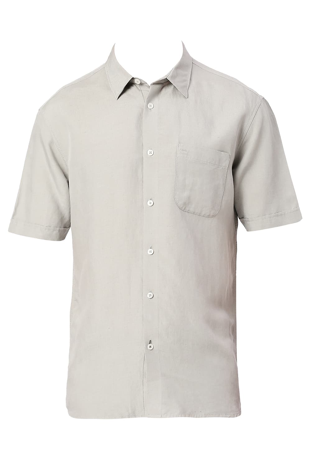 BASICS SLIM FIT VISCOSE LINEN HALFSLEEVES SHIRT