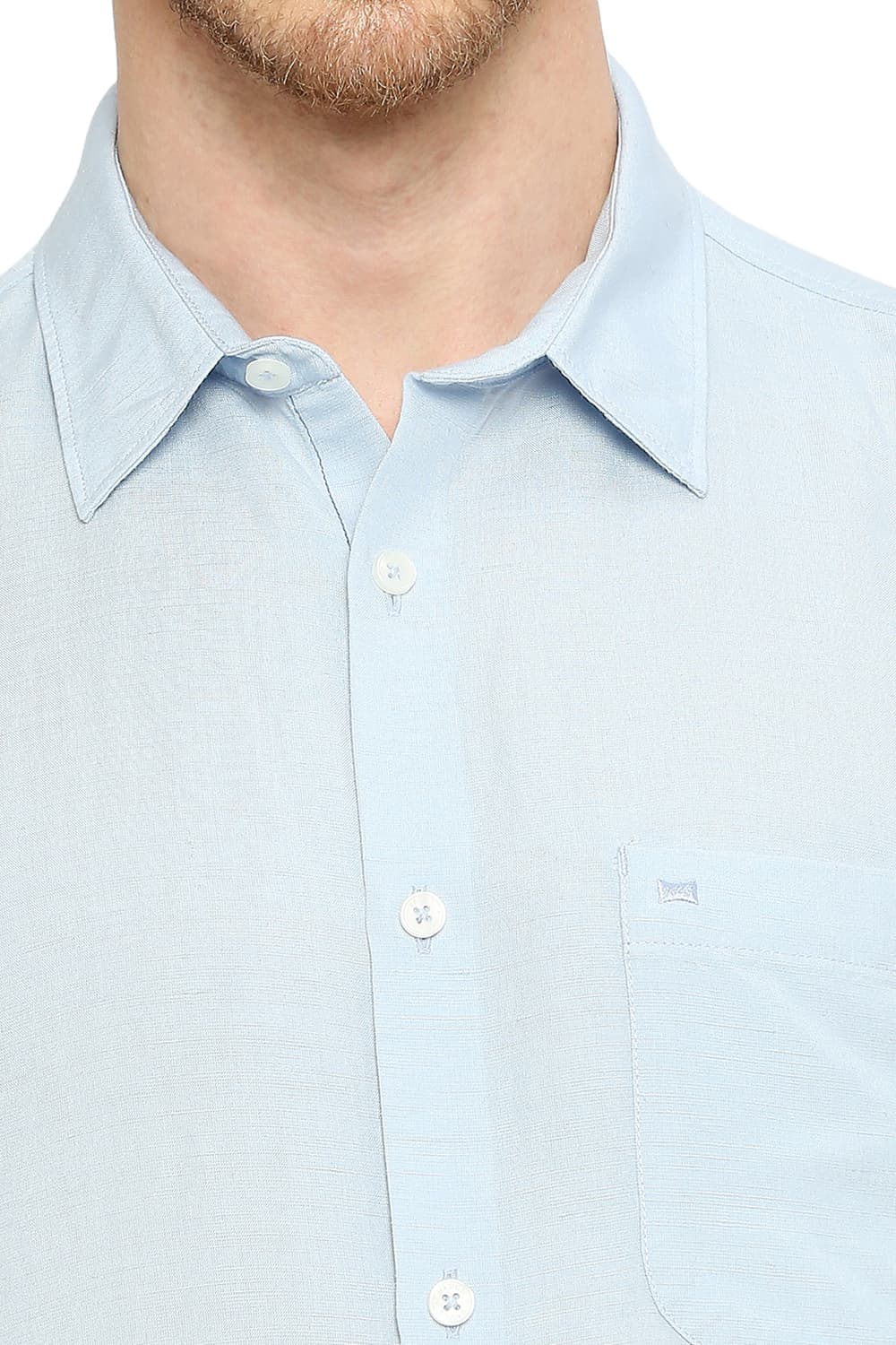 BASICS SLIM FIT VISCOSE LINEN HALFSLEEVES SHIRT