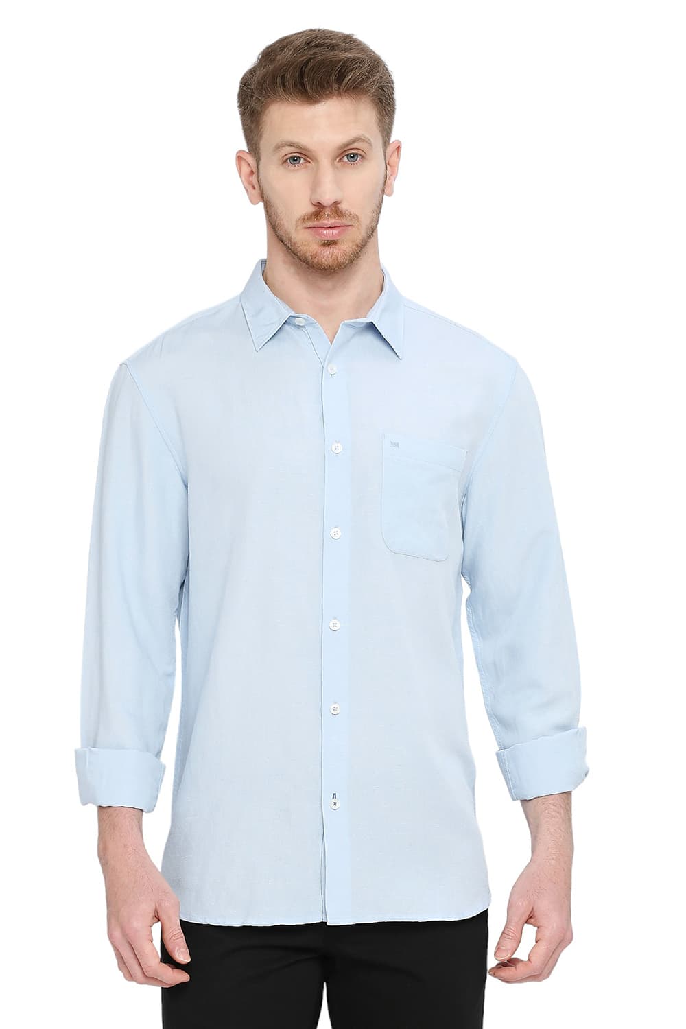 BASICS SLIM FIT VISCOSE LINEN SHIRT