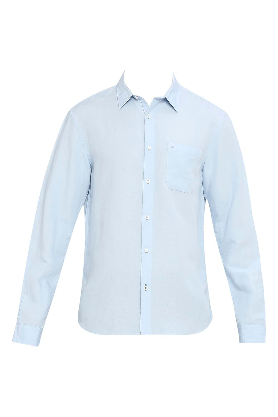 BASICS SLIM FIT WINTER SKY BLUE VISCOSE LINEN SHIRT