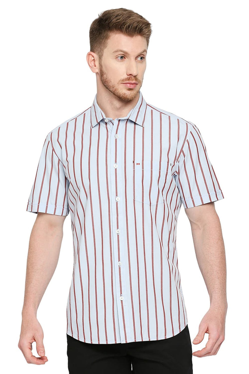 BASICS SLIM FIT COTTON STRIPE SHIRT