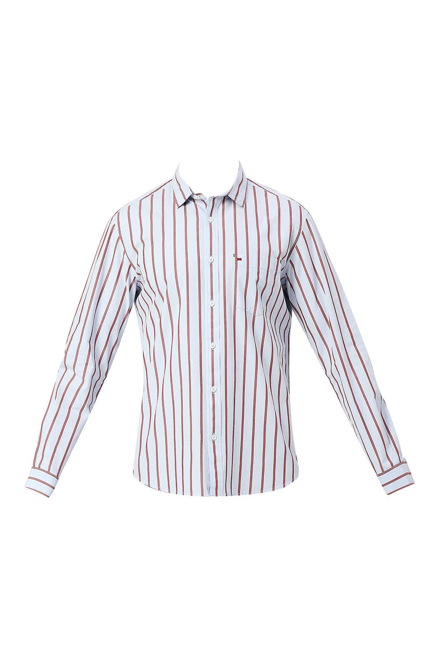 BASICS SLIM FIT ILLUSION BLUE COTTON STRIPE SHIRT