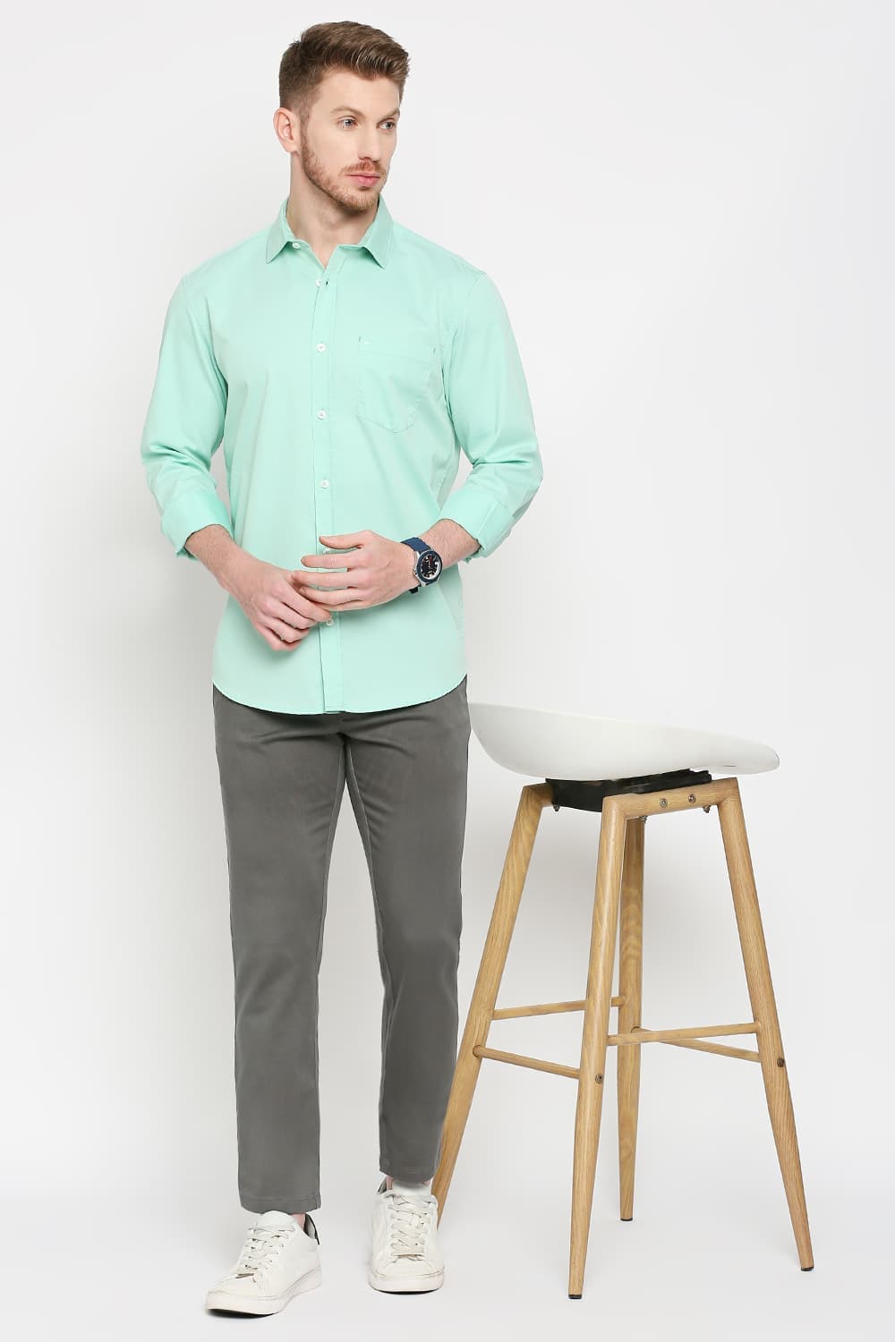 Slim Fit Cotton Polyester Cavalry Twill Shirt