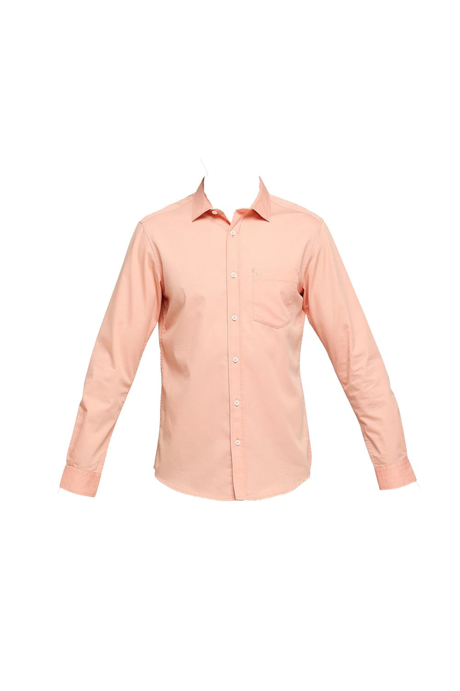 BASICS SLIM FIT CORAL PEACH COTTON POLYESTER CAVALRY TWILL SHIRT