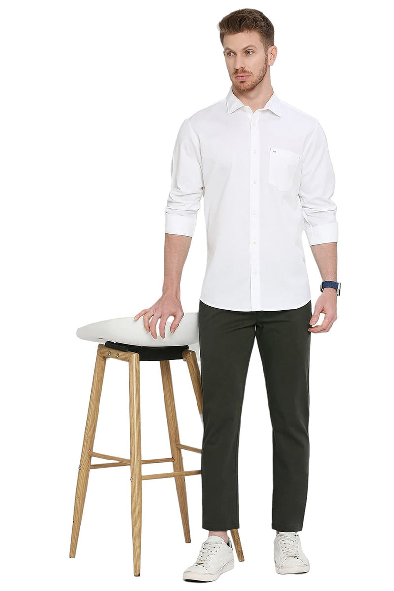 BASICS SLIM FIT COTTON POLYESTER CAVALRY TWILL SHIRT