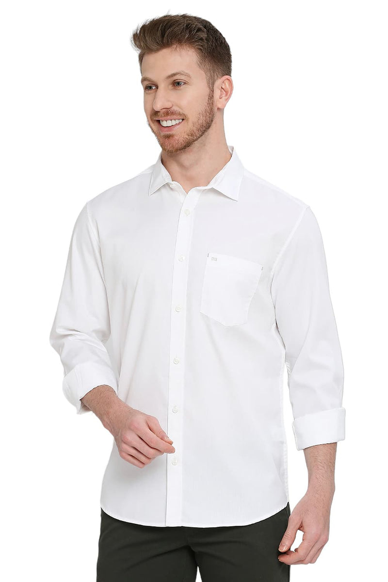 BASICS SLIM FIT COTTON POLYESTER CAVALRY TWILL SHIRT