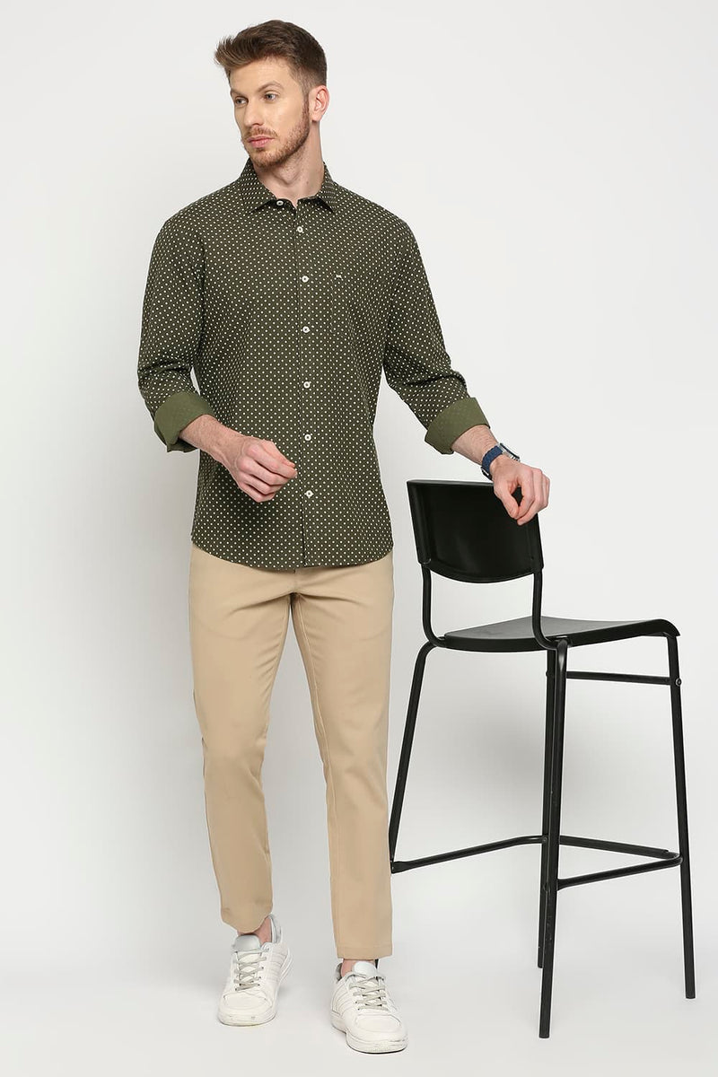 Slim Fit Cotton Poplin Printed Shirt