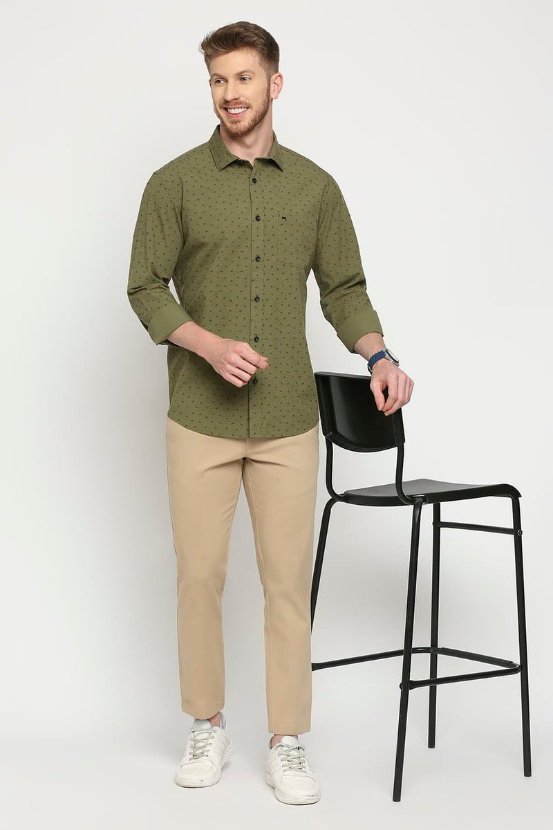 Slim Fit Cotton Poplin Printed Shirt