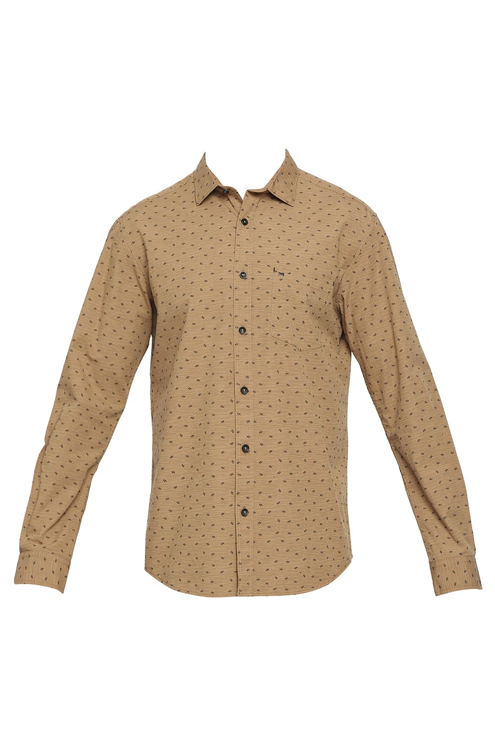 BASICS SLIM FIT COTTON POPLIN PRINTED SHIRT