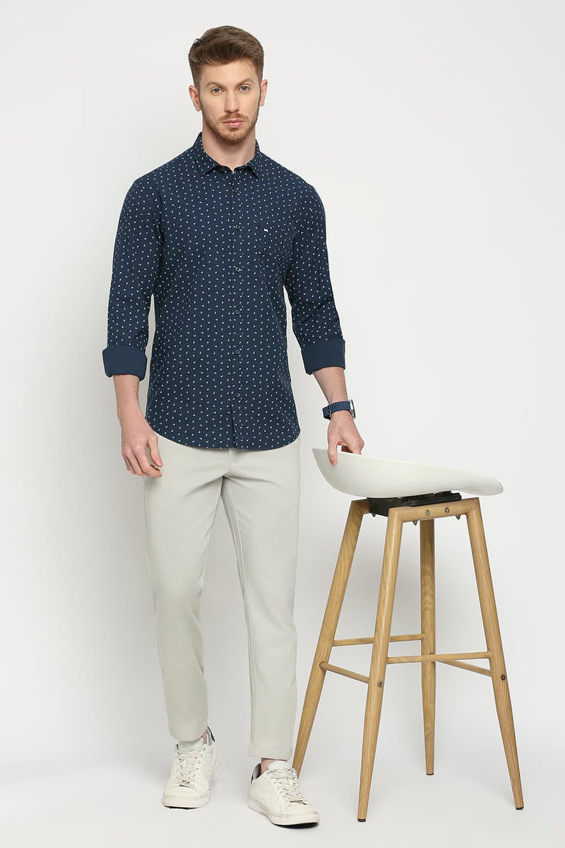 Slim Fit Cotton Twill Printed Shirt