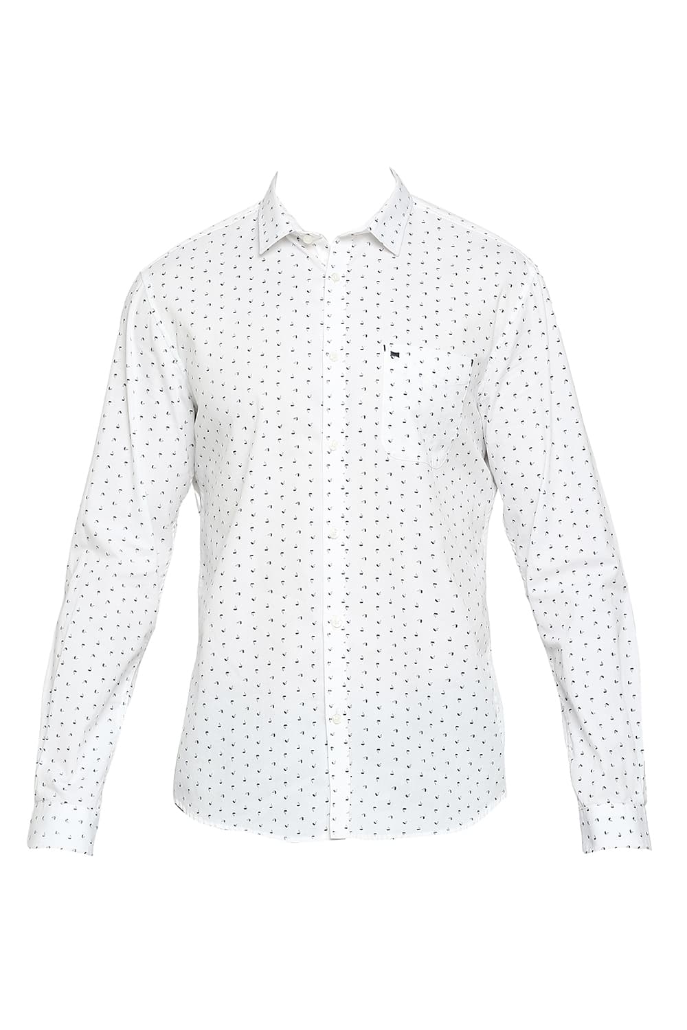 BASICS SLIM FIT COTTON TWILL PRINTED SHIRT