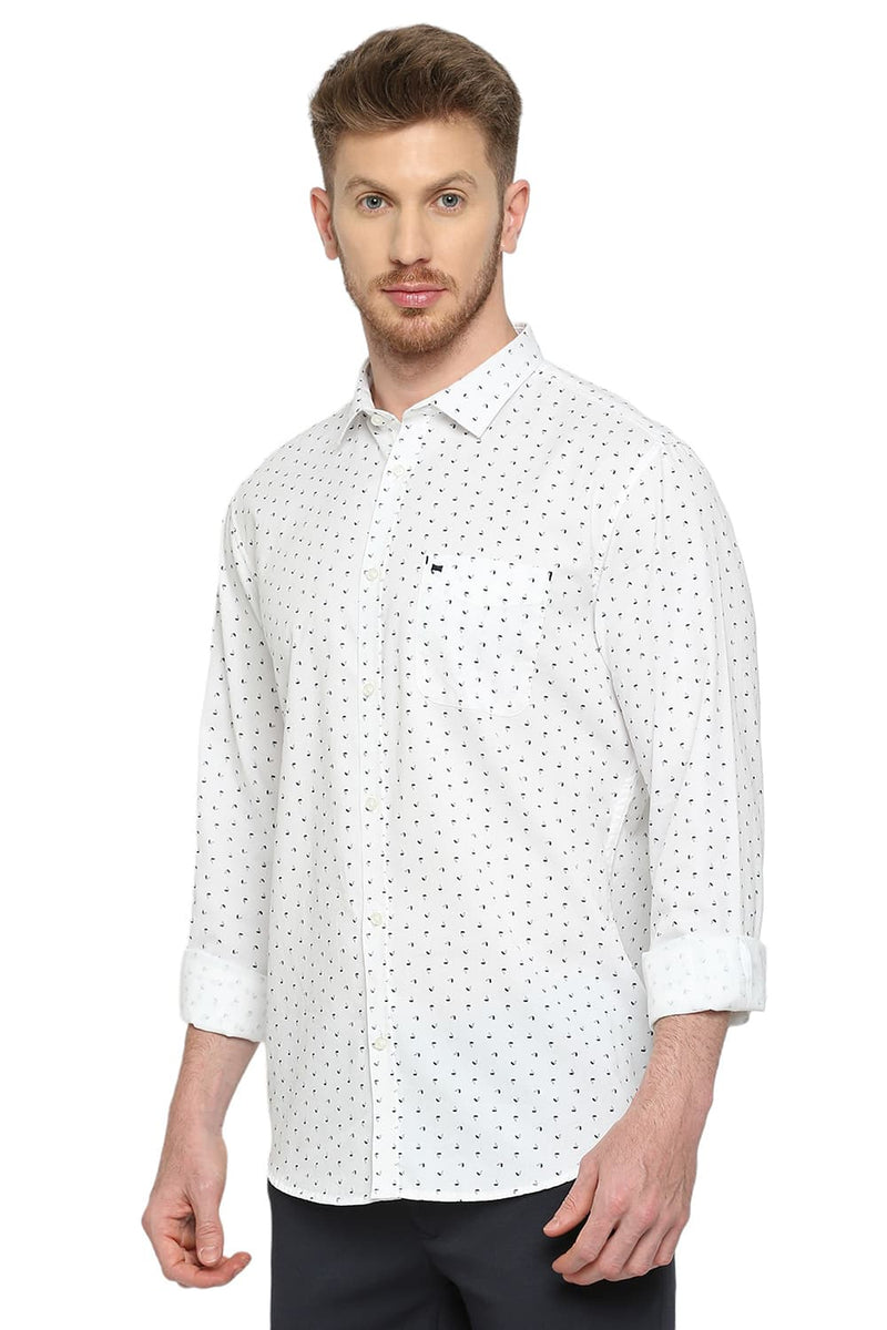 BASICS SLIM FIT COTTON TWILL PRINTED SHIRT