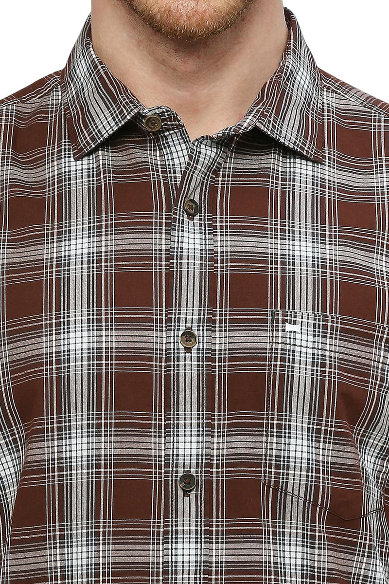 BASICS SLIM FIT COTTON CHECKS SHIRT