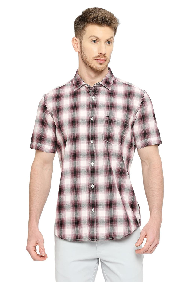 BASICS SLIM FIT COTTON TWILL CHECKS SHIRT