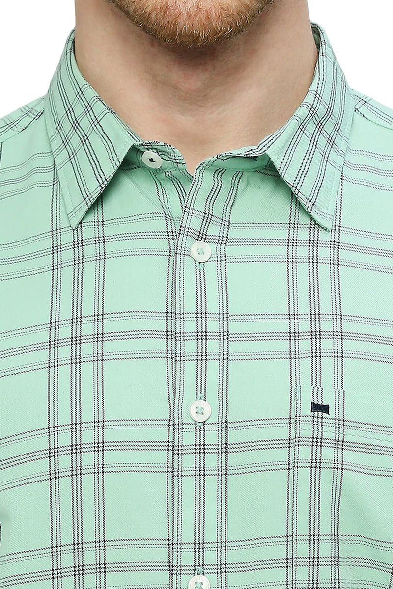 BASICS SLIM FIT COTTON TWILL CHECKS SHIRT