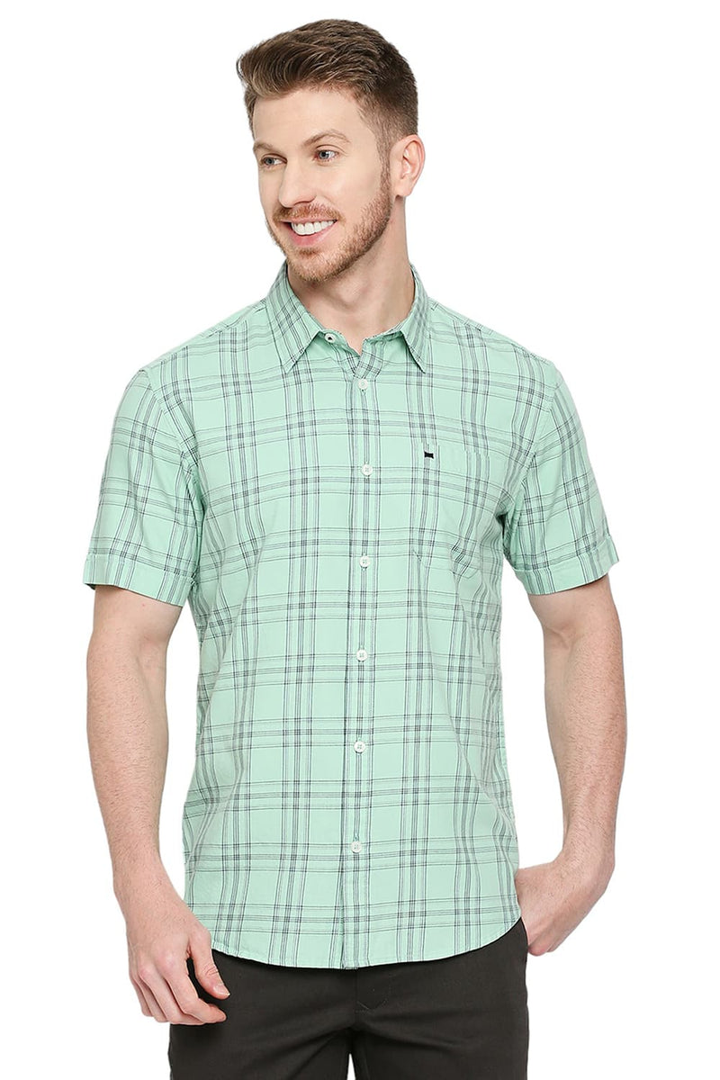 BASICS SLIM FIT COTTON TWILL CHECKS SHIRT