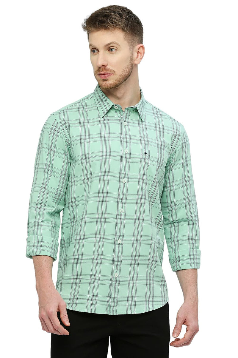 BASICS SLIM FIT COTTON TWILL CHECKS SHIRT