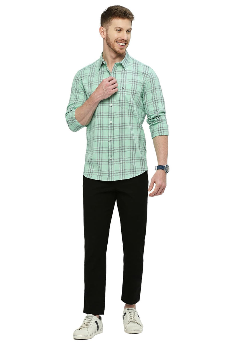 BASICS SLIM FIT COTTON TWILL CHECKS SHIRT