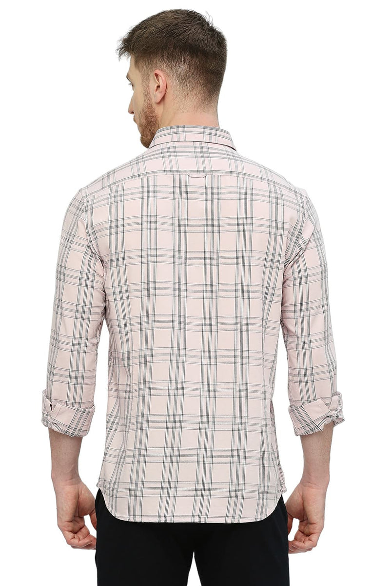 BASICS SLIM FIT COTTON TWILL CHECKS SHIRT