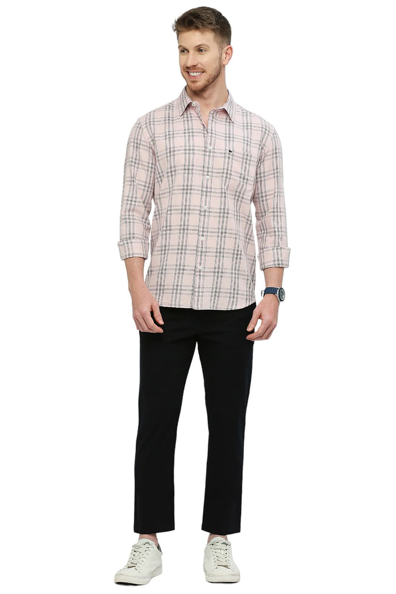 BASICS SLIM FIT COTTON TWILL CHECKS SHIRT