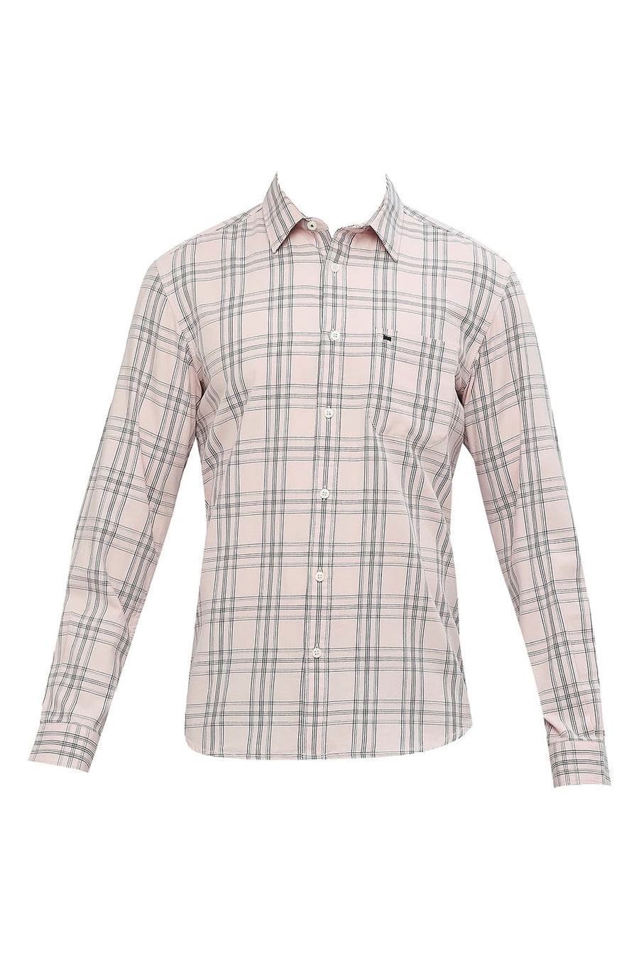 BASICS SLIM FIT PINK ICING COTTON TWILL CHECKS SHIRT