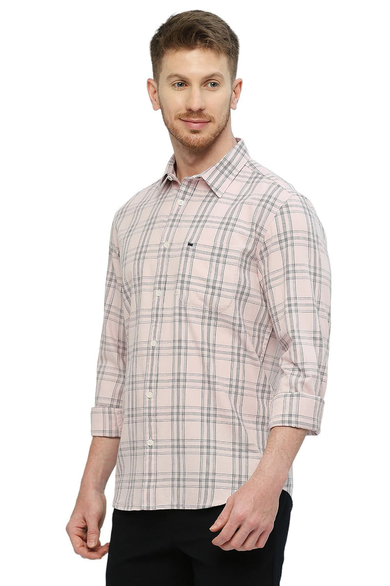 BASICS SLIM FIT COTTON TWILL CHECKS SHIRT