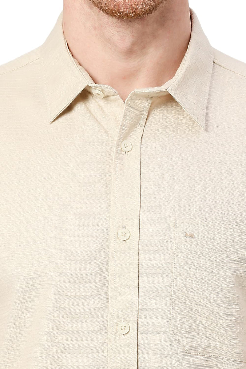 BASICS SLIM FIT COTTON DOBBY SHIRT