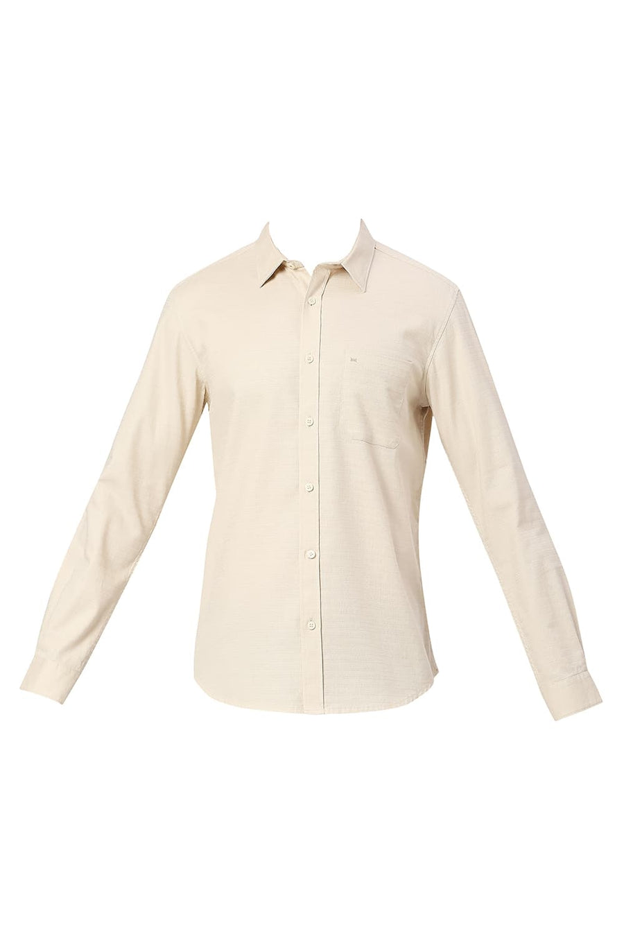 BASICS SLIM FIT MOONSTONE BEIGE COTTON DOBBY SHIRT