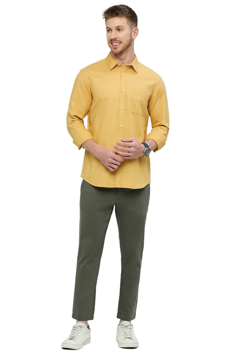 BASICS SLIM FIT COTTON DOBBY SHIRT