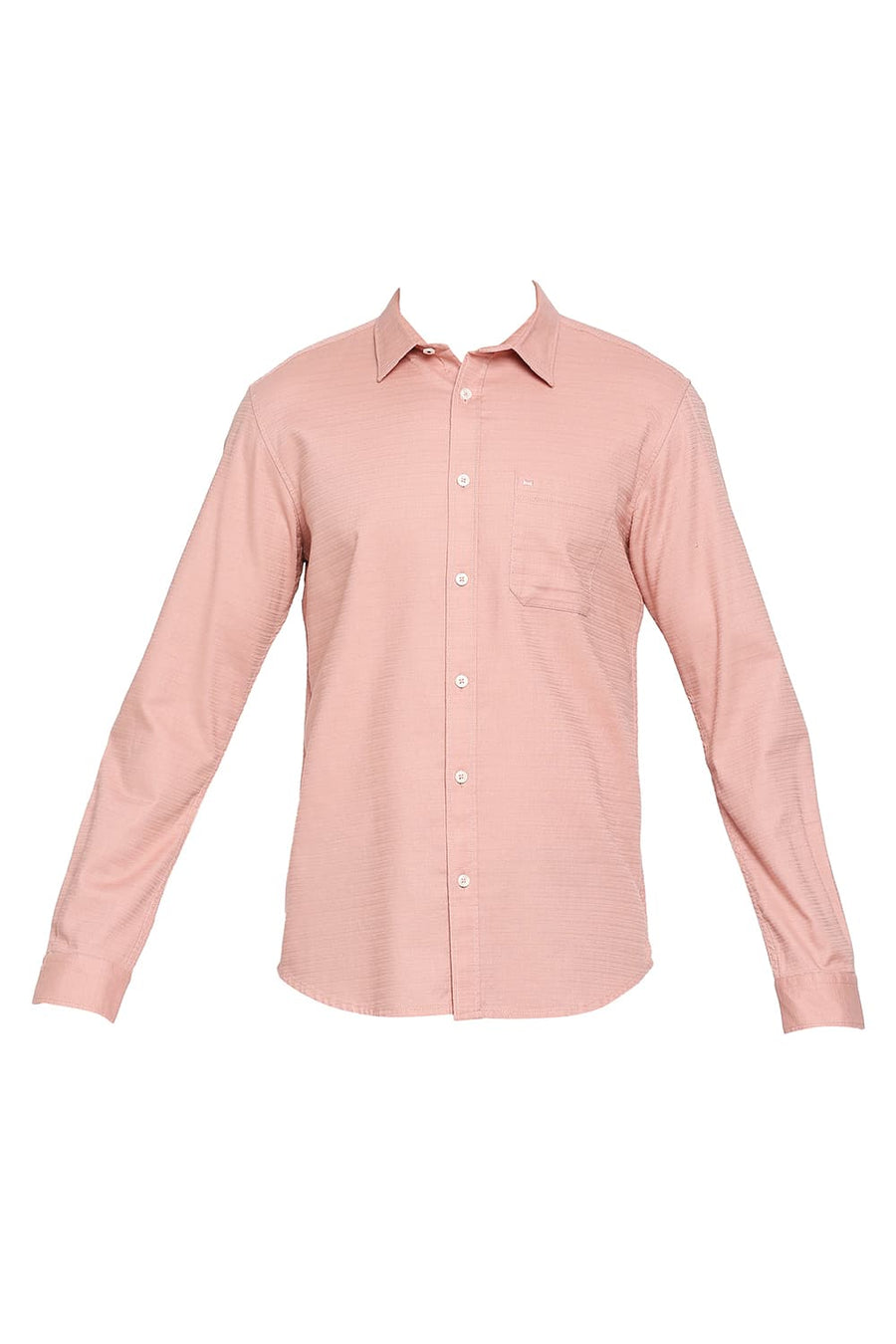 BASICS SLIM FIT SHELL PINK COTTON DOBBY SHIRT