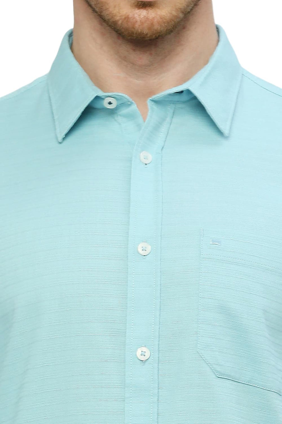 BASICS SLIM FIT DUSK BLUE COTTON DOBBY SHIRT