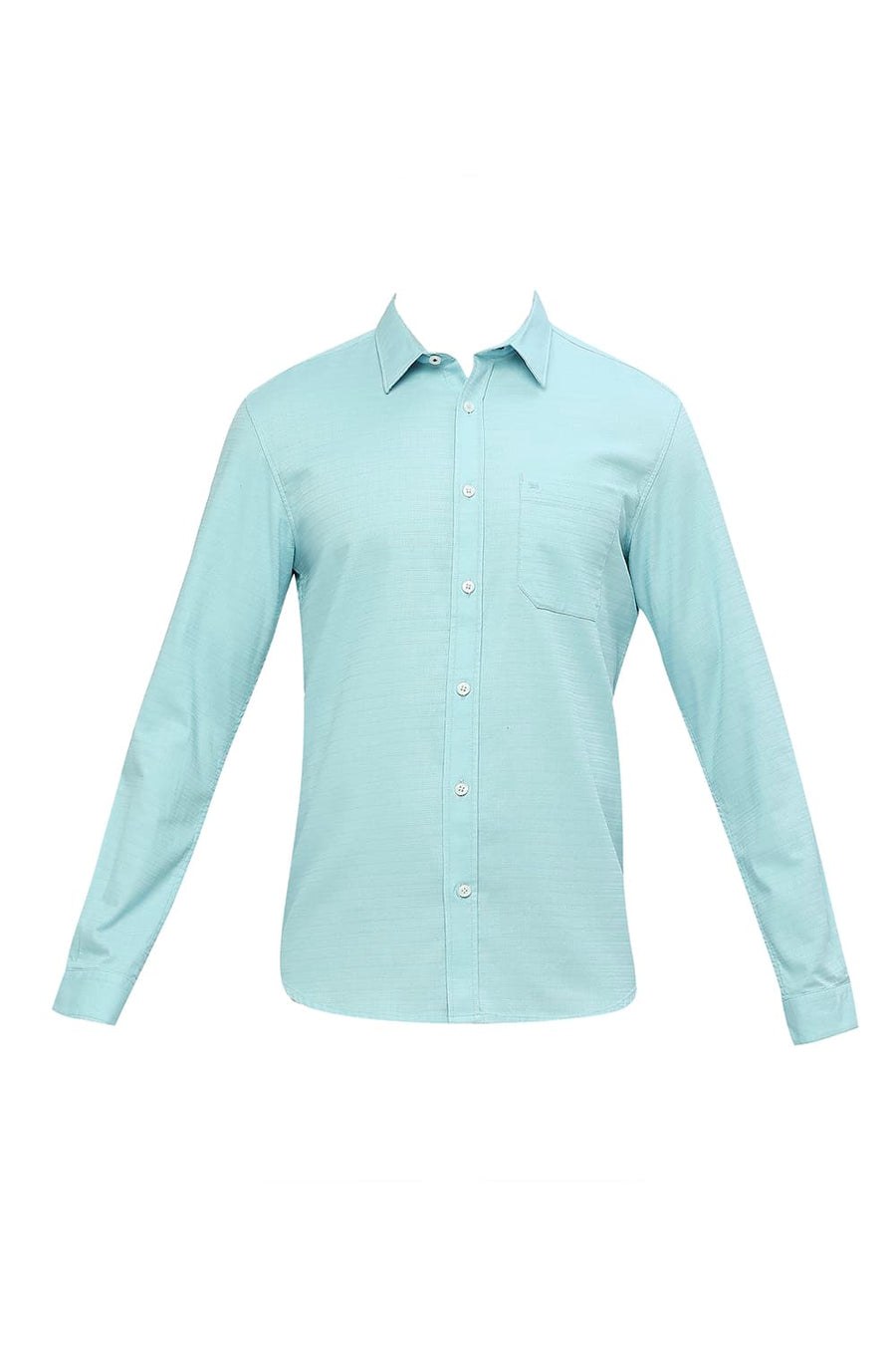 BASICS SLIM FIT DUSK BLUE COTTON DOBBY SHIRT